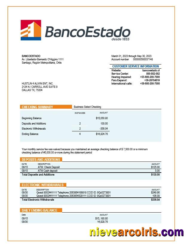 Banco del Estado de Chille organization statement